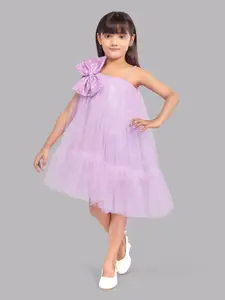 Pink Chick Girls One Shoulder Bow Detail Tulle Net A-Line Dress