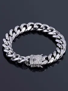 ZIVOM Men Silver-Plated Cubic Zirconia Link Bracelet