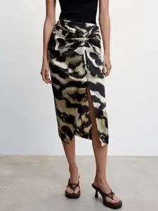 MANGO Printed Casual Pencil Midi Skirt