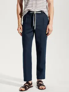 MANGO MAN Linen Cotton Comfort Fit Pleated Sustainable Trousers