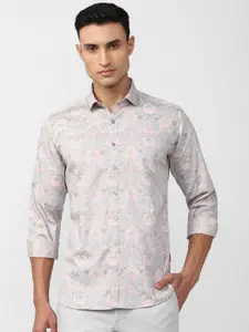 V Dot Slim Fit Floral Opaque Printed Casual Shirt