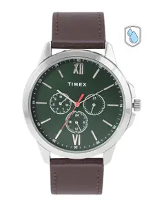 Timex Men Brass Dial & Leather Straps Analogue Multi Function Watch TWEG165SMU11