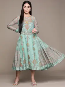 Ritu Kumar Printed Side Tiered Long Dress