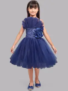 Pink Chick Girls Ruffled Tulle Net Fit & Flare Midi Dress