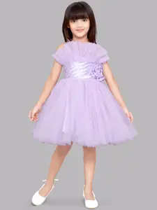 Pink Chick Girls Shoulder Straps Ruffled Tulle Net Fit & Flare Dress