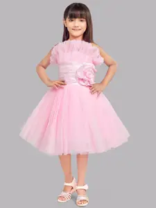 Pink Chick Girls Ruffled Tulle Net Fit & Flare Midi Dress