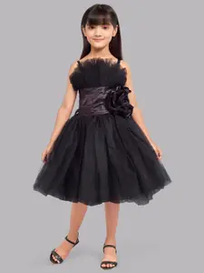 Pink Chick Girls Shoulder Straps Ruffled Tulle Net Fit & Flare Dress