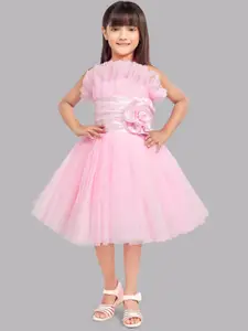 Pink Chick Girls Ruffled Tulle Net Fit & Flare Midi Dress