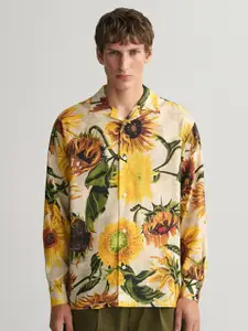 GANT Relaxed Sunflower Printed Cuban Collar Silk Casual Shirt