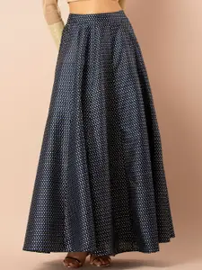 INDYA Polka Dot Printed Layered Flared Maxi Skirt