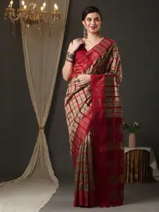 Saree mall Checks Silk Blend Saree