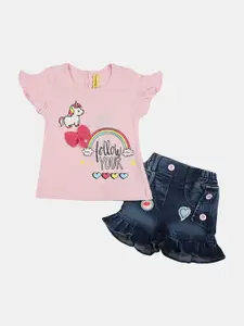 V-Mart Infant Girls Pure Cotton T-Shirt With Shorts