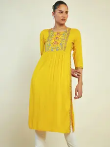 Soch Floral Embroidered A-Line Pleated Kurta