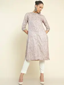 Soch Band Collar Ethnic Motifs Printed Straight Kurta