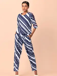 INDYA Pure Cotton Striped Top and Trousers Co-ords Set