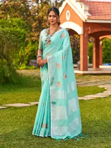 Mitera Woven Design Zari Linen Blend Banarasi Saree
