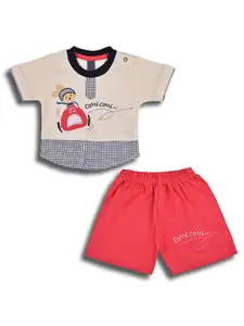 Wish Karo Boys Printed Round Neck Short Sleeves T-shirt with Shorts Clothing Set
