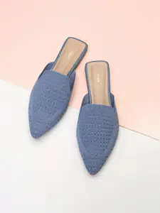 max Women Pointed Toe Woven Design Flat Mules