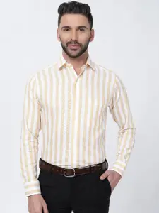 FRENCH CROWN Striped Twill Cotton Formal Shirt