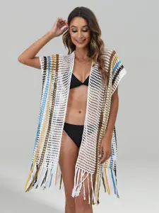 JC Collection Women Tasselled Longline Sheer Shrug