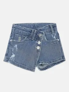 U.S. Polo Assn. Kids Girls Washed Regular Fit Denim Shorts