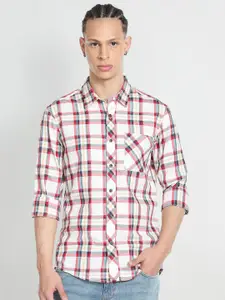 Flying Machine Slim Fit Checked Pure Cotton Casual Shirt