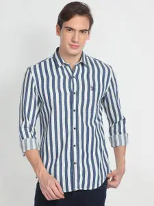 U.S. Polo Assn. Denim Co. Spread Collar Opaque Twill Striped Casual Shirt