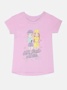 U.S. Polo Assn. Kids Girls Graphic Printed Cotton T-shirt