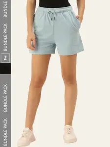 De Moza Women Pack Of 2 Skinny Fit Cotton Shorts