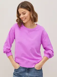 NEXT Women Pure Cotton Drop-Shoulder Sleeves Sweatshirt