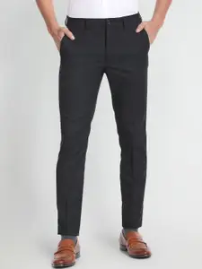 Arrow New York Men Mid-Rise Flat-Front Plain Slim Fit Trousers