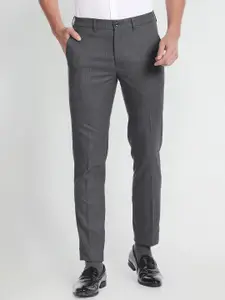 Arrow New York Men Checked Slim Fit Formal Trousers