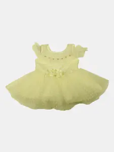 V-Mart Infant Girls Round Neck Polka Dots Printed Fit & Flare Dress