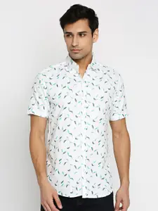 MOD ECRU Modern Slim Fit Conversational Printed Casual Shirt