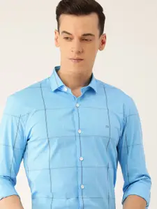 Peter England Men Slim Fit Windowpane Checked Formal Shirt