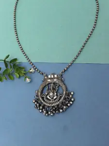 Ozanoo Silver-Plated Stone-Studded Ganesha Necklace