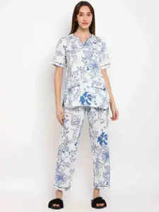 shopbloom Floral Printed Pure Cotton Night Suit