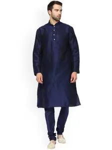 KISAH Men Blue Solid A-Line Kurta