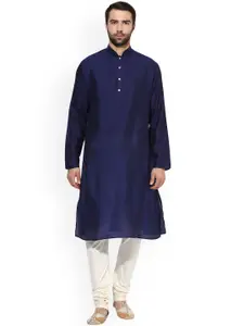 KISAH Men Blue Solid A-Line Kurta