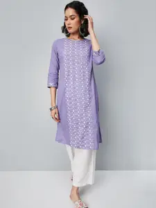 max Ethnic Motifs Embroidered Thread Work Pure Cotton Kurta
