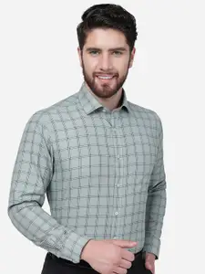Greenfibre Checks Slim Fit Cotton Formal Shirt