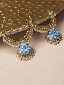 Jewelz Set Of 2 Gold-Plated & Silver-Plated Contemporary Jhumkas Earrings