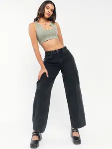 FREAKINS Women Straight Fit High-Rise Pure Cotton Jeans