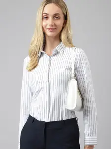 English Navy Striped Twill Formal Shirt