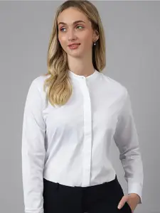 Hancock Band Collar Twill Pure Cotton Formal Shirt