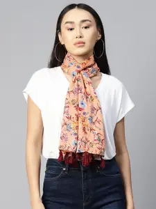 WEAVERS VILLA Floral Printed Chiffon Scarf