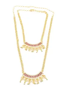 GRIIHAM Set Of 2 Gold-Plated Stone Studded Necklace