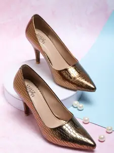 SHUZ TOUCH Textured Slim Heels Pumps