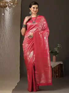 Anouk Floral Woven Design Zari Silk Blend Kanjeevaram Saree