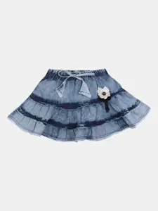 V-Mart Girls Knee-Length Tiered Denim Skirts